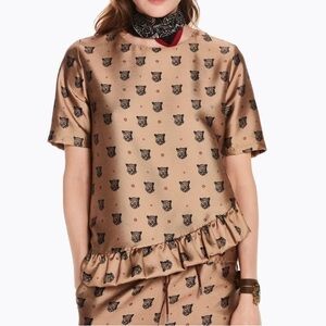 SCOTCH & SODA Stargazer Tiger Head Gold Top Medium M